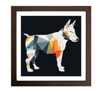 English Bull Terrier Bauhaus Framed Print | 18x18 Inch Walnut Framed Wall Art | Ready to Hang | Modern Animal Picture | Living Room Bedroom Lounge Office