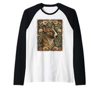 English Bull Terrier Brindle Vintage Portrait Raglan Baseball Tee