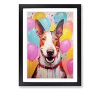 English Bull Terrier Bubble Gum Painting Framed Print | A2 Black Framed Wall Art | Ready to Hang | Modern Animal Picture | Living Room Bedroom Lounge Office