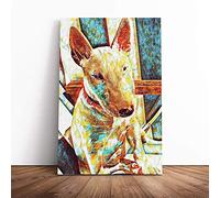 English Bull Terrier - | Canvas Wall Art Print | Framed & Ready to Hang Picture | Modern Home Decor for Living Room, Bedroom, Kitchen or Office | 20x14 Inches