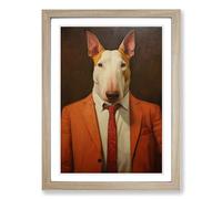 English Bull Terrier Contemporary Framed Wall Art Print, Ready to Hang Picture for Living Room Bedroom Home Office, Oak A2 (48 x 66 cm)