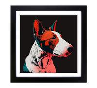 English Bull Terrier Digital Art No.1 Framed Print | 18x18 Inch Black Framed Wall Art | Ready to Hang | Modern Animal Picture | Living Room Bedroom Lounge Office