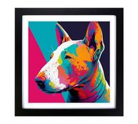 English Bull Terrier Fauvism Framed Print | 18x18 Inch Black Framed Wall Art | Ready to Hang | Modern Animal Picture | Living Room Bedroom Lounge Office
