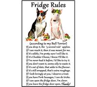 English Bull Terrier Gift - Fridge Rules - Large Fun flexible Fridge Magnet- size 16cms x 10 cms (approx. 6" x4")