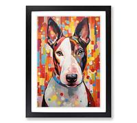 English Bull Terrier Hard Edge Painting Framed Print | A2 Black Framed Wall Art | Ready to Hang | Modern Animal Picture | Living Room Bedroom Lounge Office