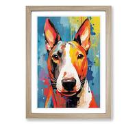 English Bull Terrier Modern Framed Wall Art Print, Ready to Hang Picture for Living Room Bedroom Home Office, Oak A2 (48 x 66 cm)