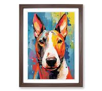 English Bull Terrier Modern Framed Wall Art Print, Ready to Hang Picture for Living Room Bedroom Home Office, Walnut A2 (48 x 66 cm)