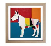 English Bull Terrier Suprematism Framed Wall Art Print, Ready to Hang Picture for Living Room Bedroom Home Office, Oak 18 x 18 Inch (45 x 45 cm)
