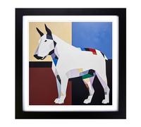 English Bull Terrier Suprematism No.2 Framed Print | 18x18 Inch Black Framed Wall Art | Ready to Hang | Modern Animal Picture | Living Room Bedroom Lounge Office