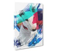 English Bull Terrier V2 Canvas Print | Gallery Wrapped 30mm Frame Wall Art | 30x20 inches | Ready to Hang | Modern Animals Picture | Living Room Bedroom Lounge Office