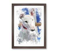 English Bull Terrier V3 Modern Framed Print | A2 Walnut Framed Wall Art | Ready to Hang | Modern Animal Picture | Living Room Bedroom Lounge Office