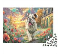 English Bulldog 1000 Piece Jigsaw Puzzle Set for Jigsaw Enthusiasts Recycled Cardboard Dog And Garden Home Decor Wall Art Festive Brain Challenge 52x38cm/1000pcs
