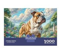 English Bulldog 1000 Pieces Eco-friendly Paper Sturdy Cardboard Jigsaw Puzzle Set Impossible Hard Difficult Unique Challenge Puzzles For Home Decoration 38x26cm/1000pcs