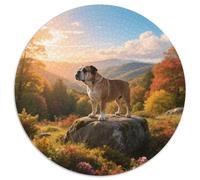 English Bulldog 1000pc Round Puzzle Depicting Pet Dog, Designed to Test Wits, Lovely for Cosy Nooks And Sheltered Spots 1000pcs (67.5x67.5cm)