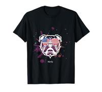 English Bulldog American Flag. 4th of July USA Patriotic T-Shirt