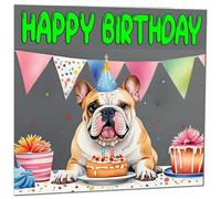 English Bulldog Birthday Card - Fun British Dog Birthday Card 145 x 145mm