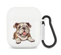 English Bulldog Bluetooth Headset Cover Earbuds Case TPU Headphone Protective Compatible with Airpods 1/2 White-Color