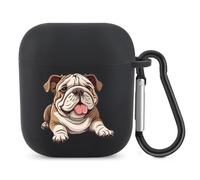 English Bulldog Bluetooth Headset Cover Earbuds Case TPU Headphone Protective Compatible with Airpods 1/2 Black-Color