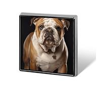 English-Bulldog Button Pin Funny Cute Brooch Pins Personalized Square Lapel Pin Badges Alloy Pinback Button Badge Novelty Backpack Pins for Jackets Hat Bags Chrismas Birthday Gift