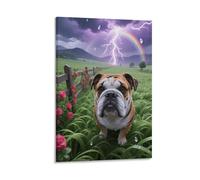 English Bulldog Canvas Wall Art Stormy Ranch Print On Canvas Artwork for Home Office Bedroom Decoration Gift 12x18inch(30x45cm)