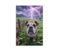 English Bulldog Canvas Wall Art Stormy Ranch Print On Canvas Modern Artwork for Living Room Bedroom Home Office Decorations Gift 20x30inch(50x75cm)