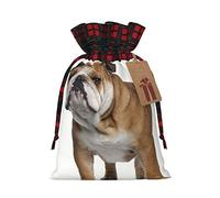 English-Bulldog Christmas Bags, Linen Bags With Drawstrings Candy Goody Treat Bags Gift Wrapping Bags For Xmas Party Favors