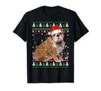 English Bulldog Christmas Ugly Sweater Santa Dog Lights Xmas T-Shirt
