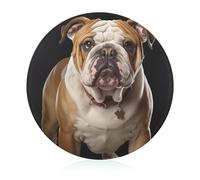 English Bulldog Cutting Board for Kitchen Mini Cheese Chopping Board Round Tempered Glass Chopping Block for Picnic Cutting Pizza Meat Fruit(7.9 Inch)