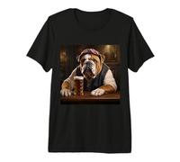 English Bulldog Dog British Bulldog Having a Pint Premium T-Shirt