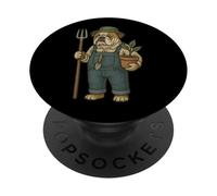 English Bulldog Dog Dressed As A Gardener Funny Gardening PopSockets Adhesive PopGrip