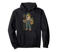 English Bulldog Dog Dressed As A Gardener Funny Gardening Pullover Hoodie
