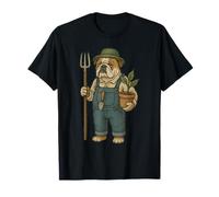 English Bulldog Dog Dressed As A Gardener Funny Gardening T-Shirt