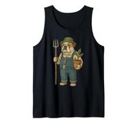 English Bulldog Dog Dressed As A Gardener Funny Gardening Tank Top