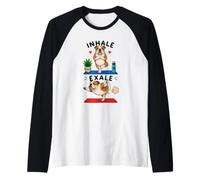 English Bulldog Doing Yoga Inhale - exale DIGOR Funny Raglan Baseball Tee