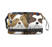 English Bulldog Double Layer Cosmetic Bag for Women and Girls, Travel Toiletry Bag Makeup Handy Pouch Organiser Bag with Brush Compartment