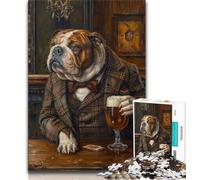 English Bulldog Drinking 2000 Pieces Jigsaw Puzzles for Adults And Teens,Stress Reliever Difficult Challenge Enhance Love between Couples 70x100cm