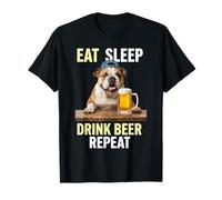 English Bulldog Drinking Beer Dog Dad Craft Brew Buddy T-Shirt