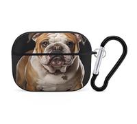 English Bulldog Earbuds Organizer Shockproof Protective Airpods Pro Cover with Carabiner Clip Anti Fall Carrying Earphone Case Cover for Airpods Pro 2nd Generation Black