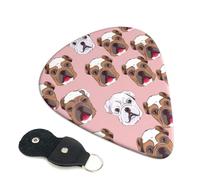 English Bulldog Faces Guitar Plectrums, 6 Guitar Plectrums, Double Sided Printing, For Acoustic Guitar, Bass, Ukulele, Electric Guitar (0.46 Mm 0.71 Mm 0.96 Mm)