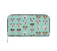 English Bulldog Faces Print Women Wallet Trendy Travel-Friendly 7.9X3.9in Casual Clutch Purse Gift for Ladies, Black, One Size, Art