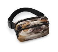 English Bulldog Fanny Pack Belt Bag with Adjustable Strap Fashion Waist Bag for Outdoor Sports Hiking, white, 20x13cm, Full Printed Waist Bag