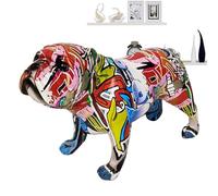 English Bulldog Graffiti Statue Colorful English Bulldog Resin Library Decor for Home Workplace Suitable for Filling Room Decorations