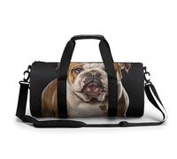 English Bulldog Gym Bag Small Travel Duffle Bag with Compartment Carry On Weekender Bag for Women Men, English Bulldog, 17.7in/9in/9in