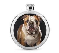 English Bulldog Hip Flask 304 Stainless Steel Hip Flask Portable Wine Flasks Leakproof Whiskey Flasks for Drink Bar BBQS And Traveling,Capacity 5 Oz
