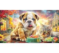 English-Bulldog Jigsaw Puzzle 1000 Piece Recycled Paper Great Gift Idea Challenging Puzzles for Relaxation, Creativity & Gift Giving for Adults 38x26/1000pcs