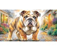English-Bulldog Jigsaw Puzzle 1000 Piece Recycled Paper Great Gift Idea Challenging Puzzles for Relaxation, Creativity & Gift Giving for Adults 38x52/1000pcs
