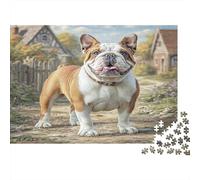 English Bulldog Jigsaw Puzzle for Adults 1000 Piece Jigsaw Puzzle Countryside Cottage Puzzle Game Relaxation Gift Home Decor 52x38cm/1000pcs
