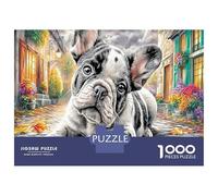 English Bulldog Jigsaw Puzzles 1000 Pieces - Perfect Interlocking & Concentration Improving Cozy Urban Canine - for Adults 38x26cm/1000pcs Birthday Gift