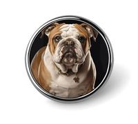 English Bulldog Lapel Pin Round Metal Brooch Pin 1 Inch | Lightweight Badge Pin for Jackets, Secure Pin Back, Fashionable Button Pins for Suit Shirt Backpack Hat, Gift for Men Women