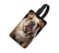English Bulldog Luggage Tag for Suitcases TSA Approved with Name Id Card Suitcase Tags Identifiers Black Strap Clear Window Personalized Baggage Tag for Cruise Airport Travel Essentials
